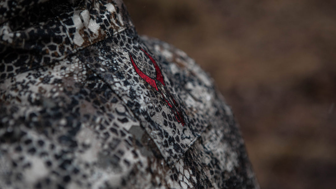 closeup of Badlands rain jacket
