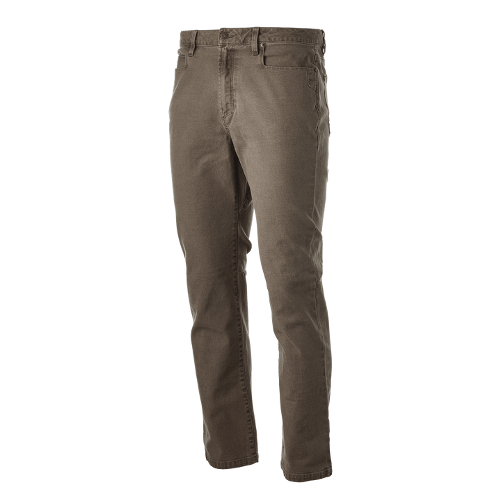 Brown Badlands men's pants with belt loops and pockets, featuring the Badlands skull logo on the waistband.