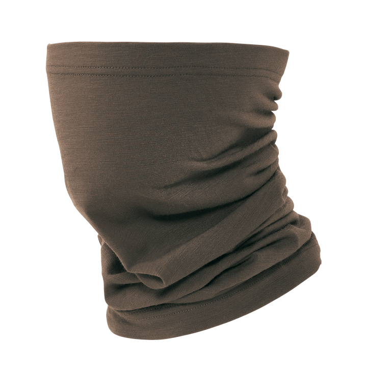Brown Badlands neck gaiter, soft fabric, versatile outdoor wear. Badlands skull logo not visible in this image.