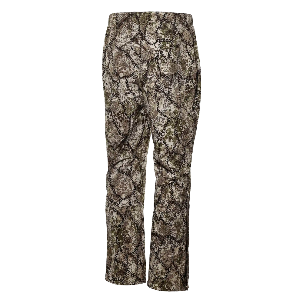 Badlands camo hunting pants with nature-inspired pattern, elastic waist, and subtle Badlands skull logo.