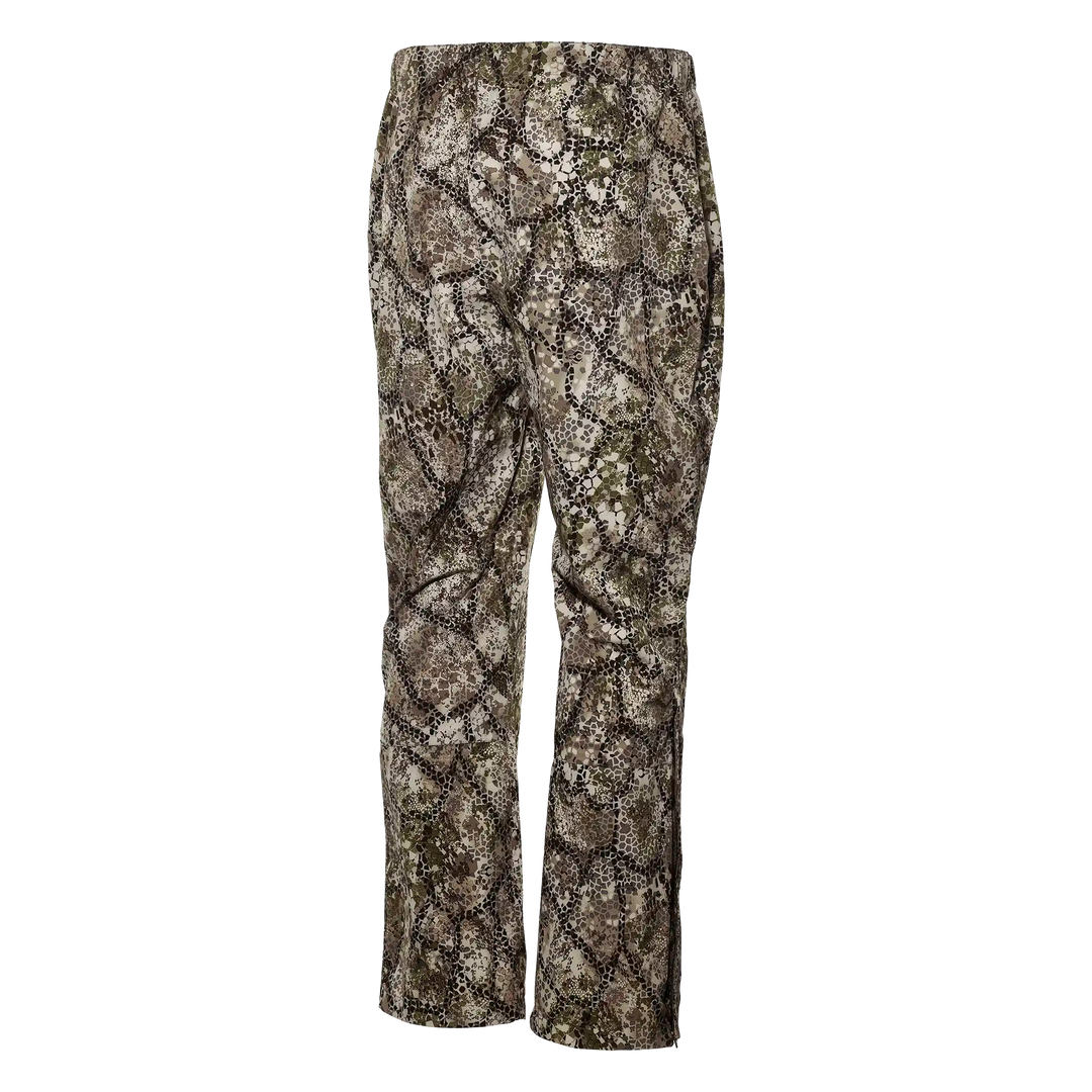 Badlands camo hunting pants with nature-inspired pattern, elastic waist, and subtle Badlands skull logo.