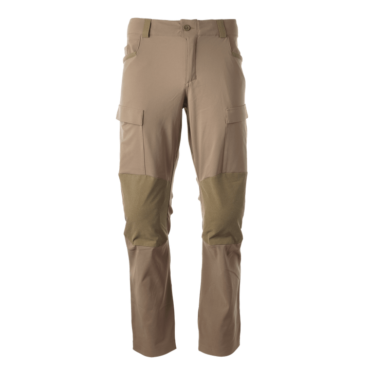 Tan Badlands hunting pants with reinforced knees and cargo pockets; Badlands skull logo not visible.
