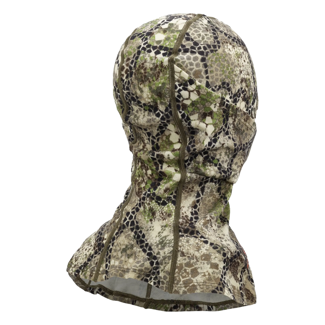 Badlands camo balaclava with skull logo, lightweight and full coverage for outdoor concealment.