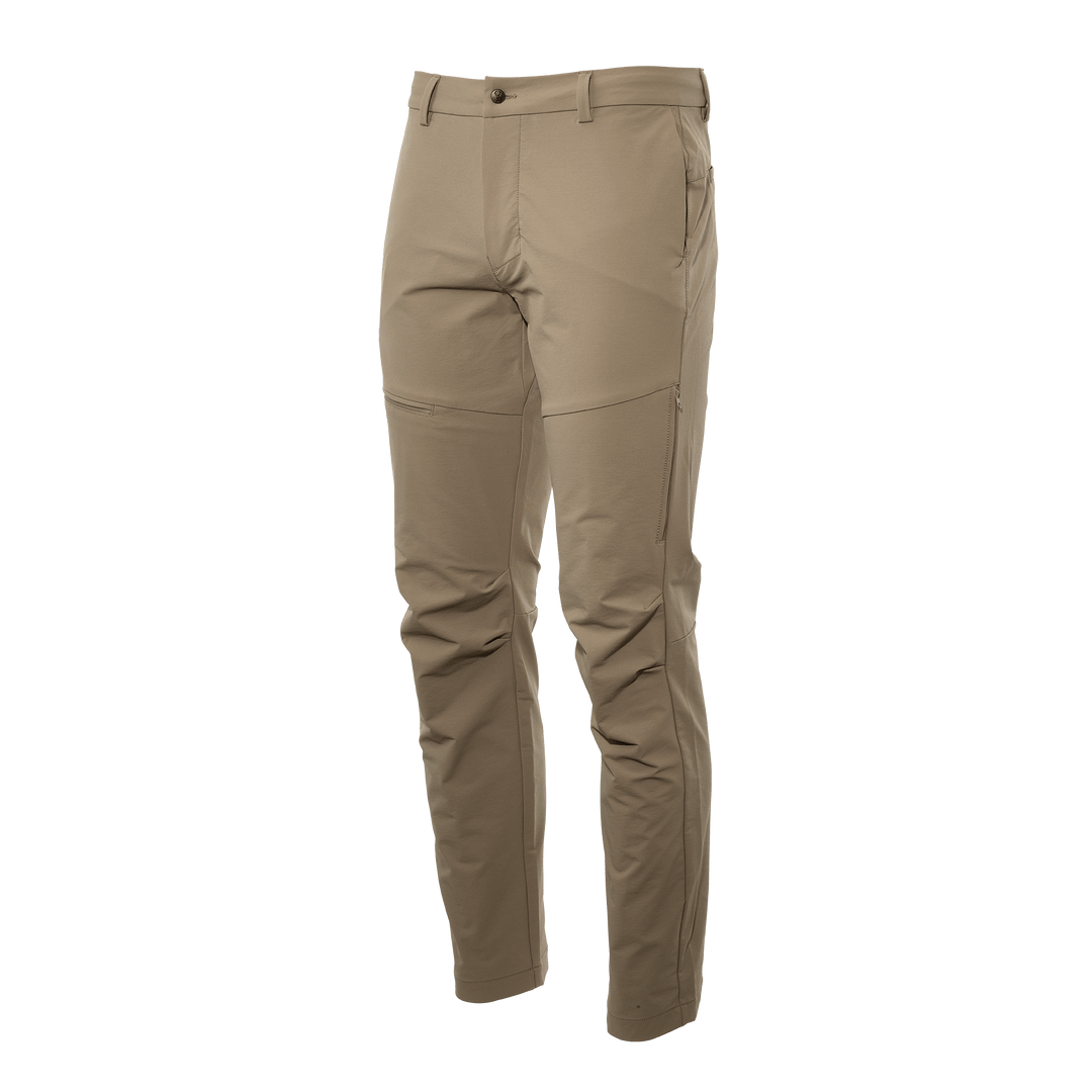 Tan Badlands hunting pants with zippered pockets and articulated knees; Badlands skull logo not visible in this image.