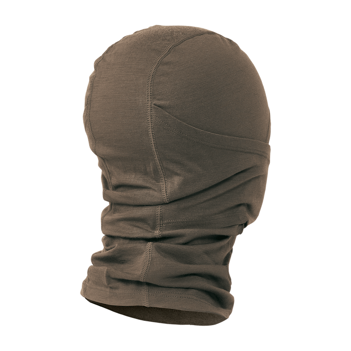 Brown Badlands balaclava with stretch fabric, shown from the back. No visible Badlands skull logo in this view.